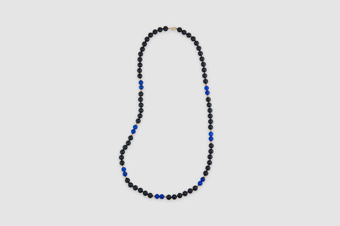 14 Carat Gold Lapis & Onyx Bead Necklace – Foundwell
