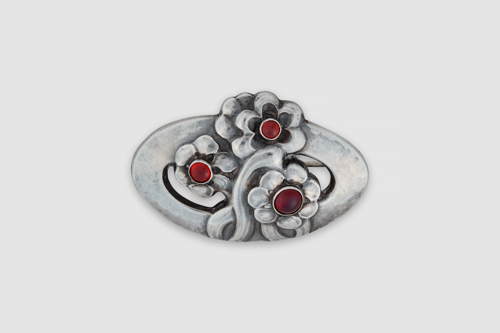 Georg Jensen Garnet Flower Pin 28