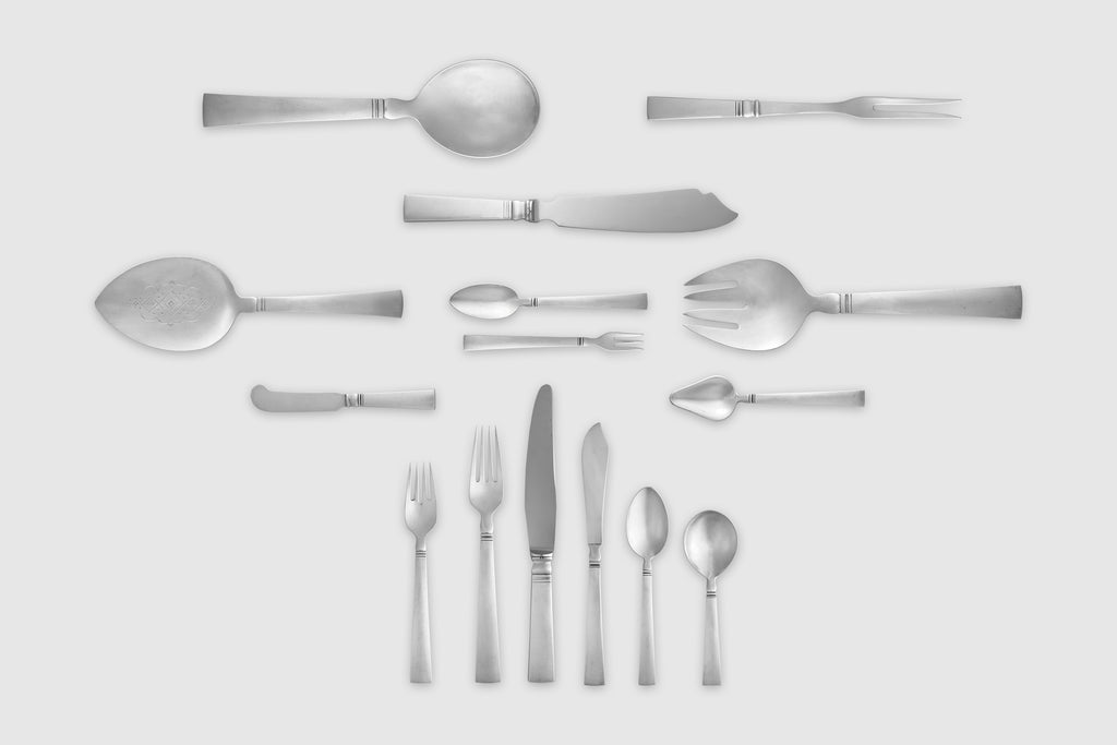 87 Piece Georg Jensen Blok Pattern Flatware Set