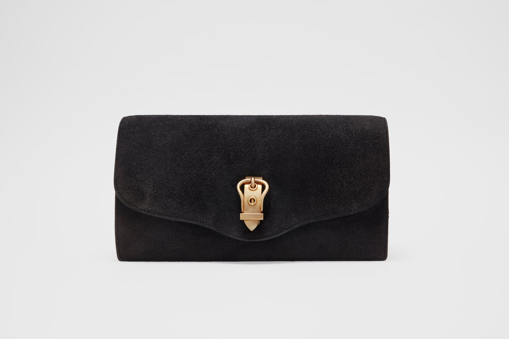 Hermés Suede Clutch with 18 Carat Hardware