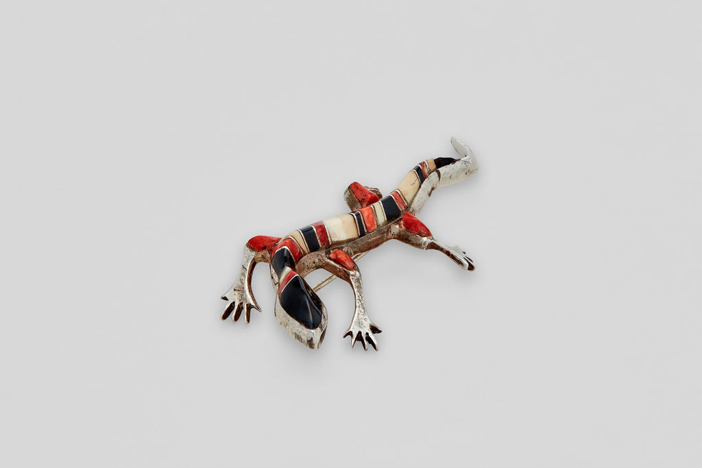 Sterling Inlaid Gecko Pin