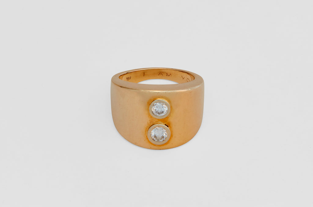 14 Carat Wide Gold Diamond Ring
