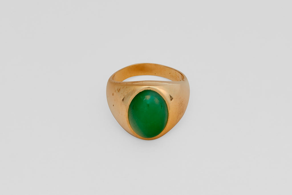 14 Carat Gold & Jade Signet Ring