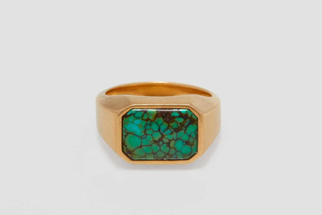 14k Turquoise Signet Ring