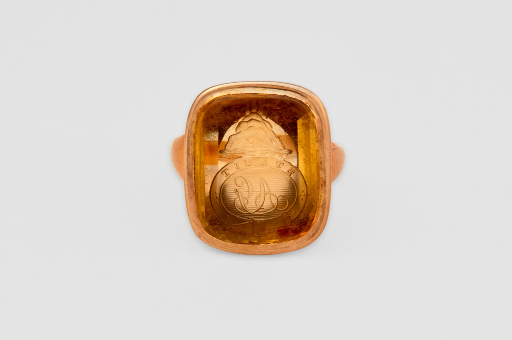 Gold Citrine Signet Ring