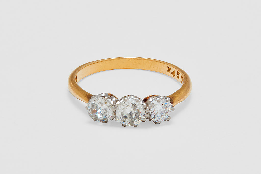 18K & Platinum Diamond Three Stone Ring