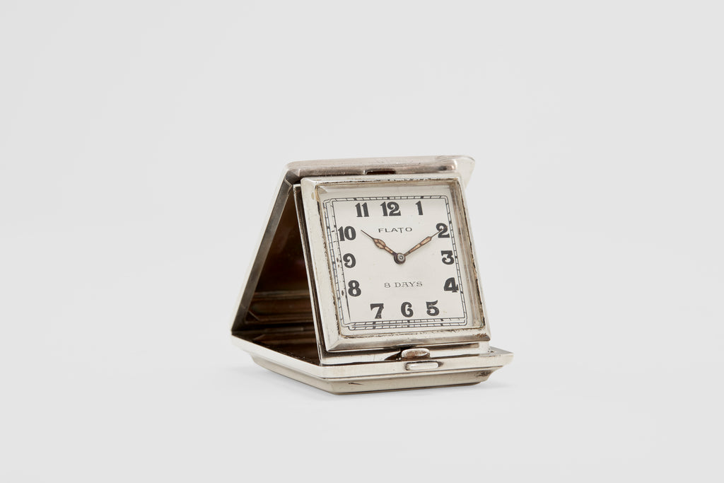Sterling Silver Paul Flato 8 Day Travel Clock