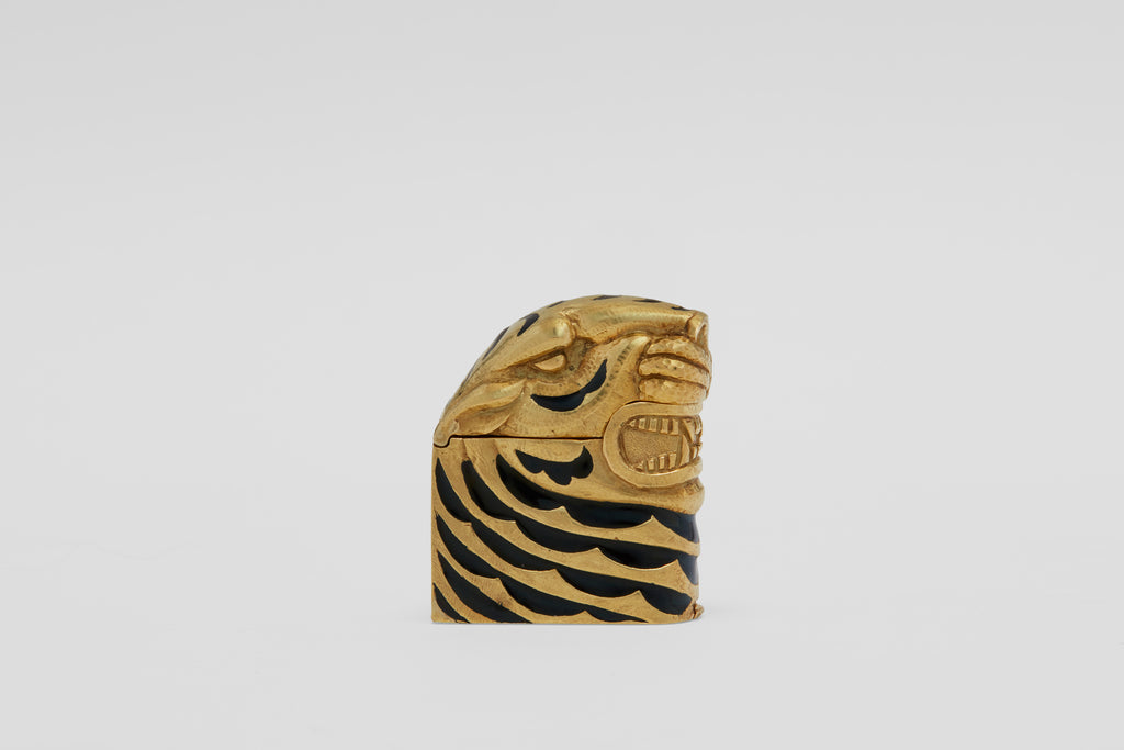 David Webb 18k Enamel Tiger Lighter
