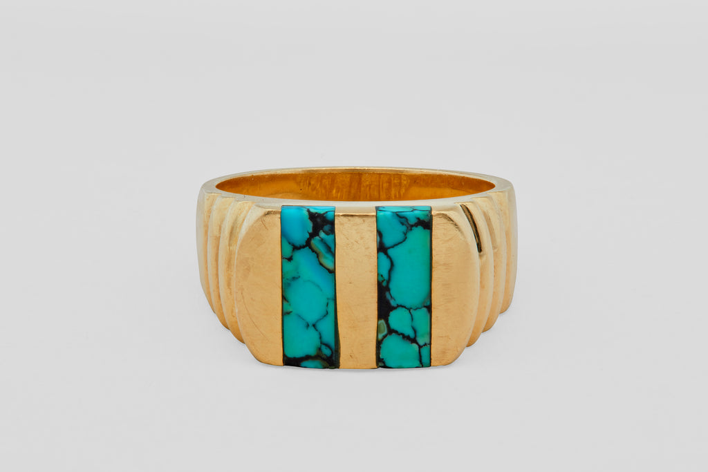 14k Turquoise Stepped Signet Ring