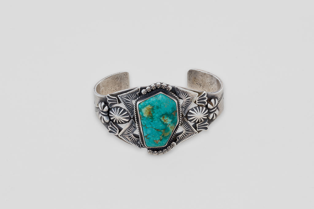 Large Sterling & Turquoise Navajo Cuff