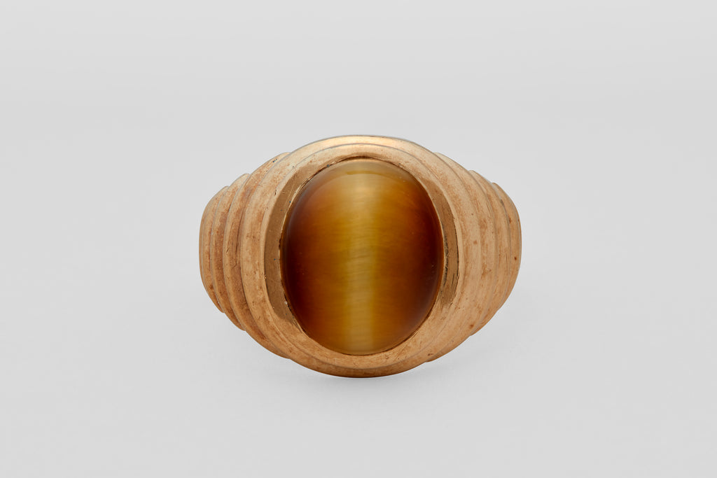 10K Stepped Tiger Eye Ring