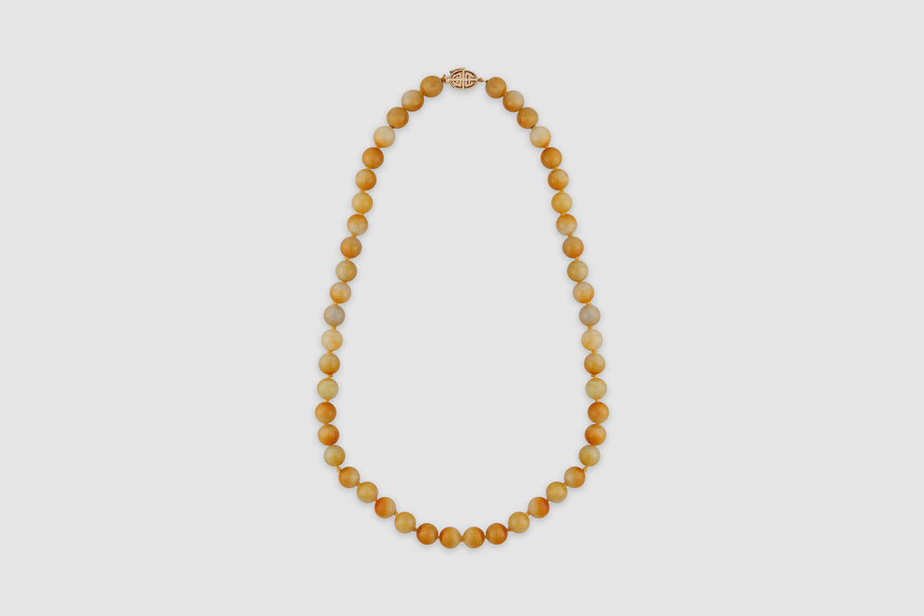 14 Carat Gumps Yellow Jade Bead Necklace