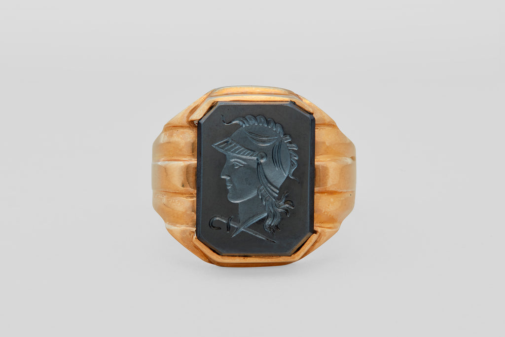 Art Deco Hematite Signet Ring