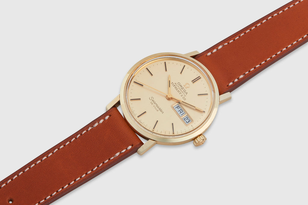 時計 Omega Automatic seamaster Tiffany&co Vintage Omega Quartz Seamaster De Ville Tiffany & co. wristwatch