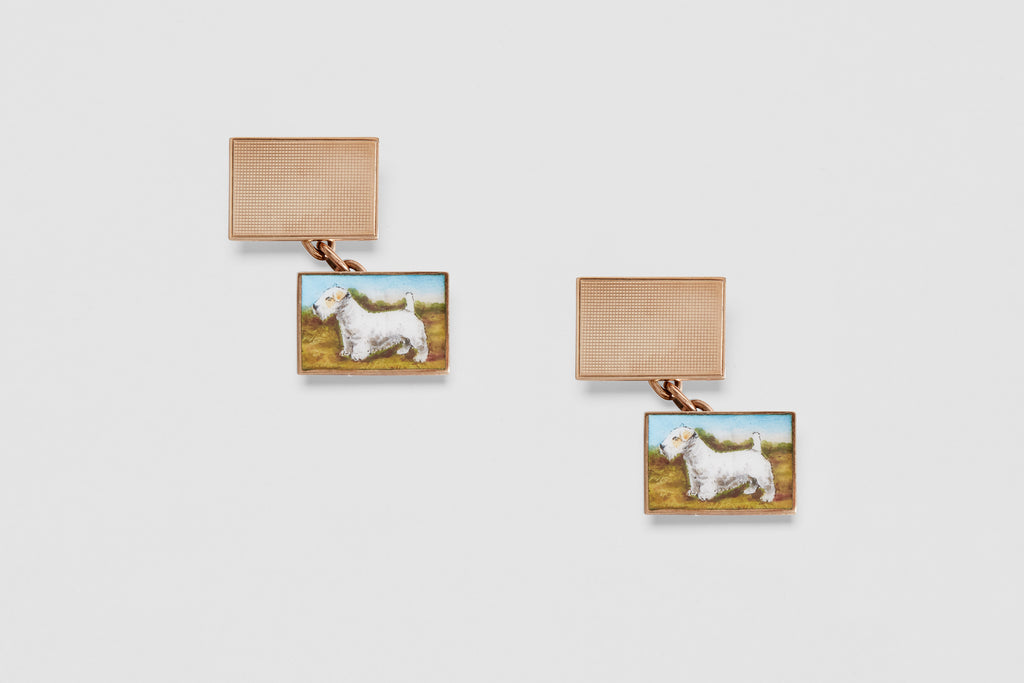 9k Gold Sealyham Terrier Cufflinks