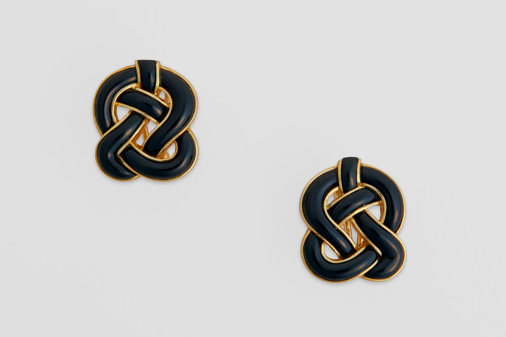 Tiffany & Co. 18 Carat Onyx Knot Angel Cummings Earrings