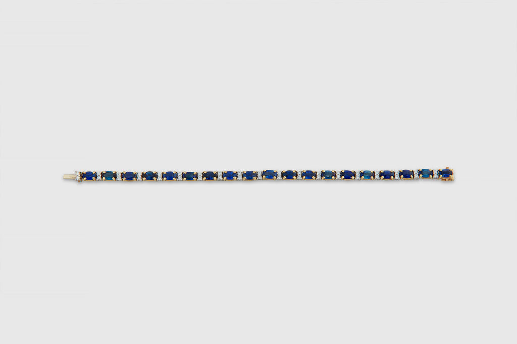 Platinum & 18 Carat Gold Sapphire & Diamond Line Bracelet