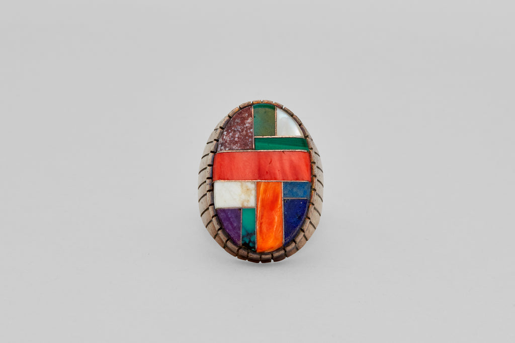 Oval Navajo Multi Stone Inlay Ring