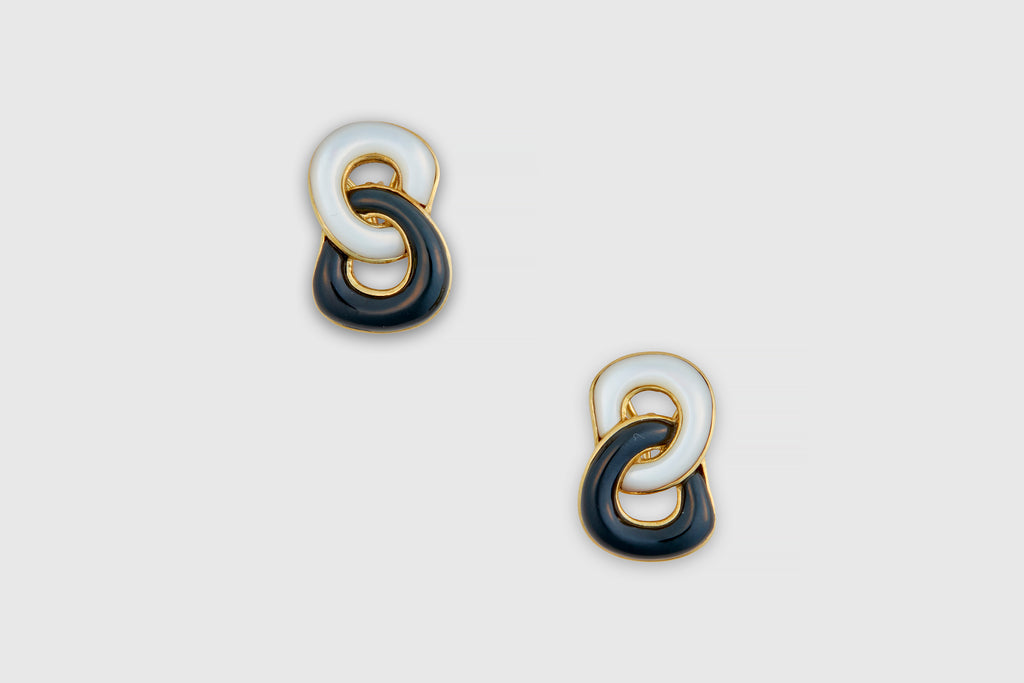 18 Carat Onyx & Mother of Pearl Angela Cummings Earrings