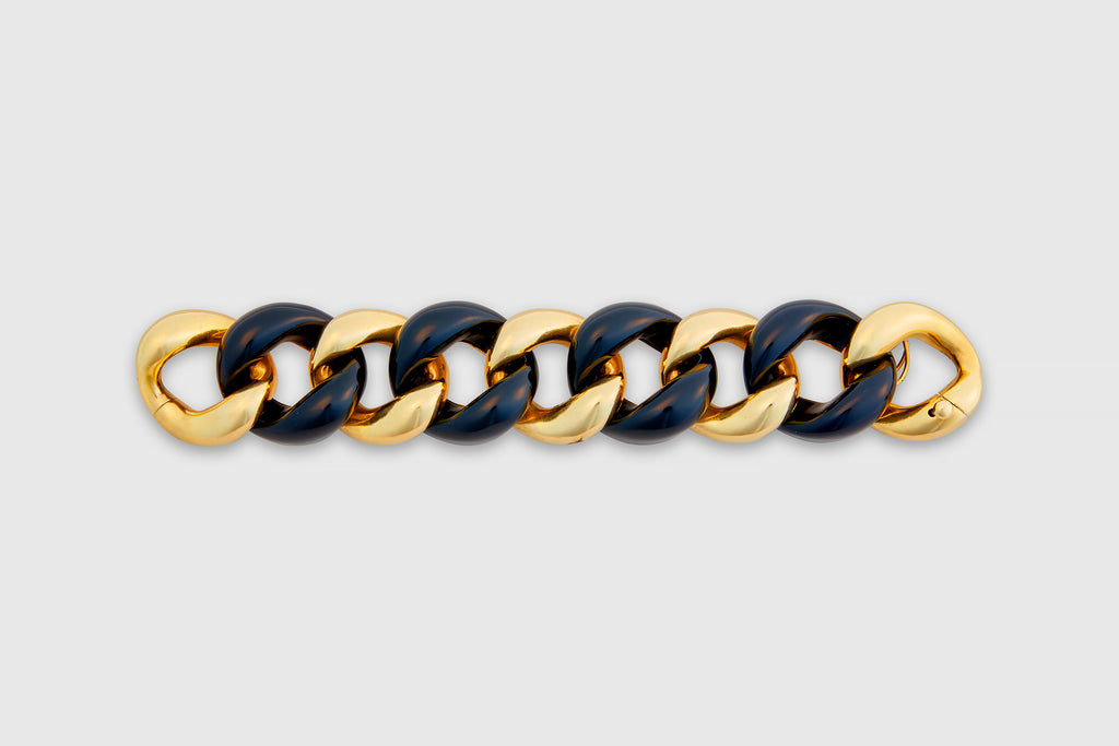 18k Seaman Schepps Large Enamel Open Curb Link Bracelet
