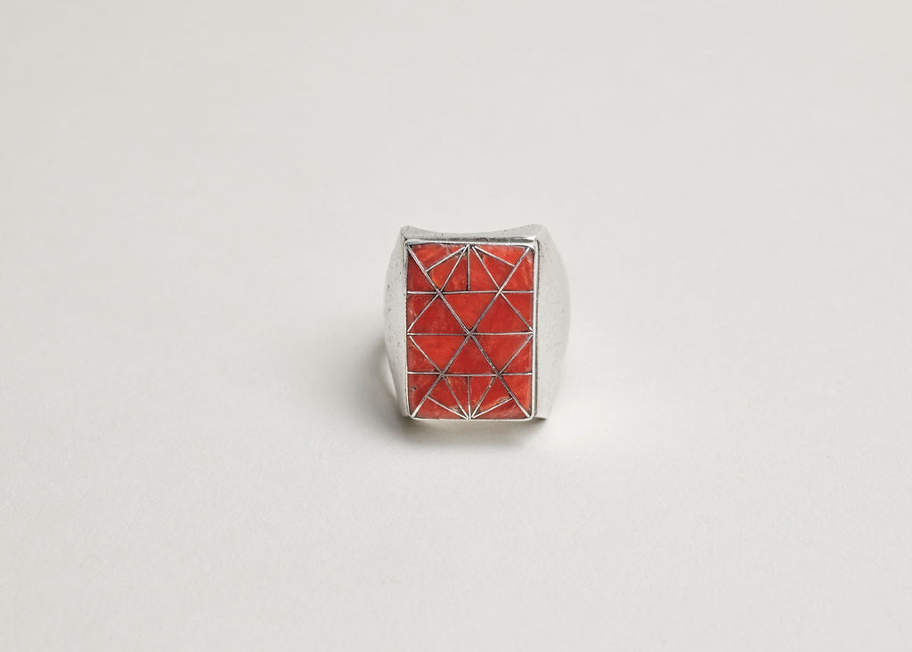 Navajo Coral Inlay Ring