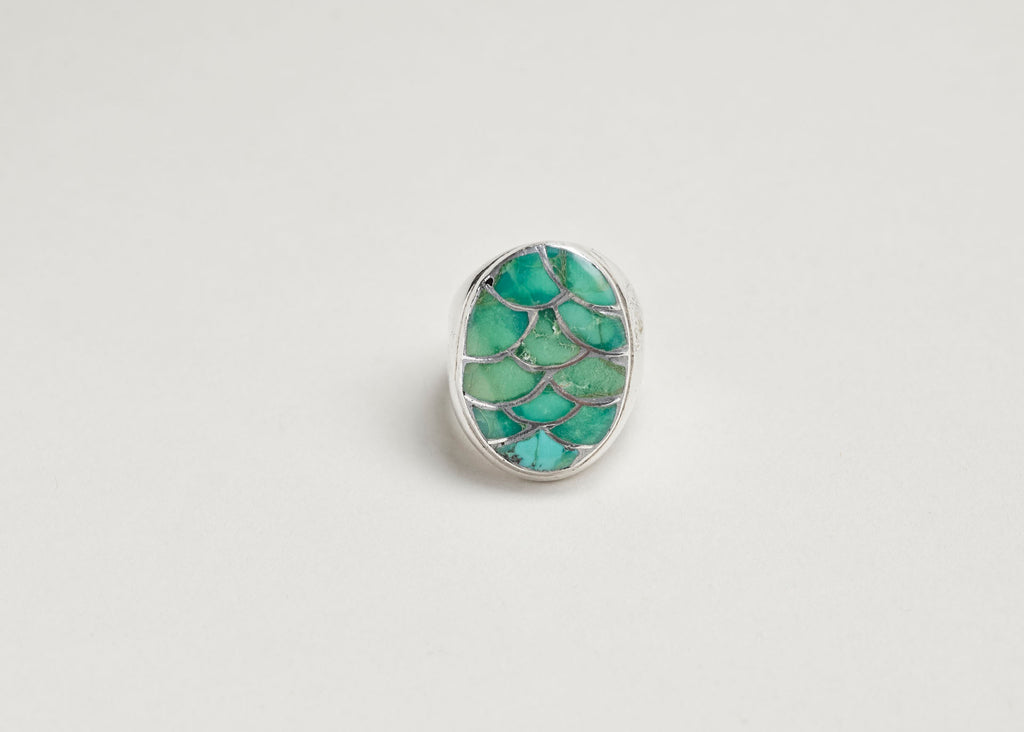 Turquoise Fish Scale Inlay Ring