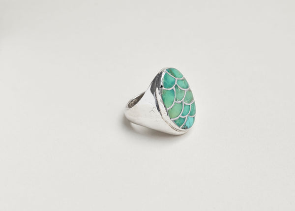 Turquoise Fish Scale Inlay Ring – Foundwell