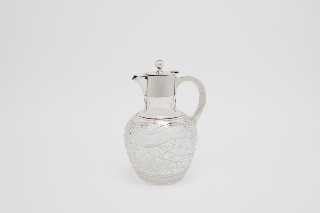 Silver & Hobnail Cut Crystal Pitcher