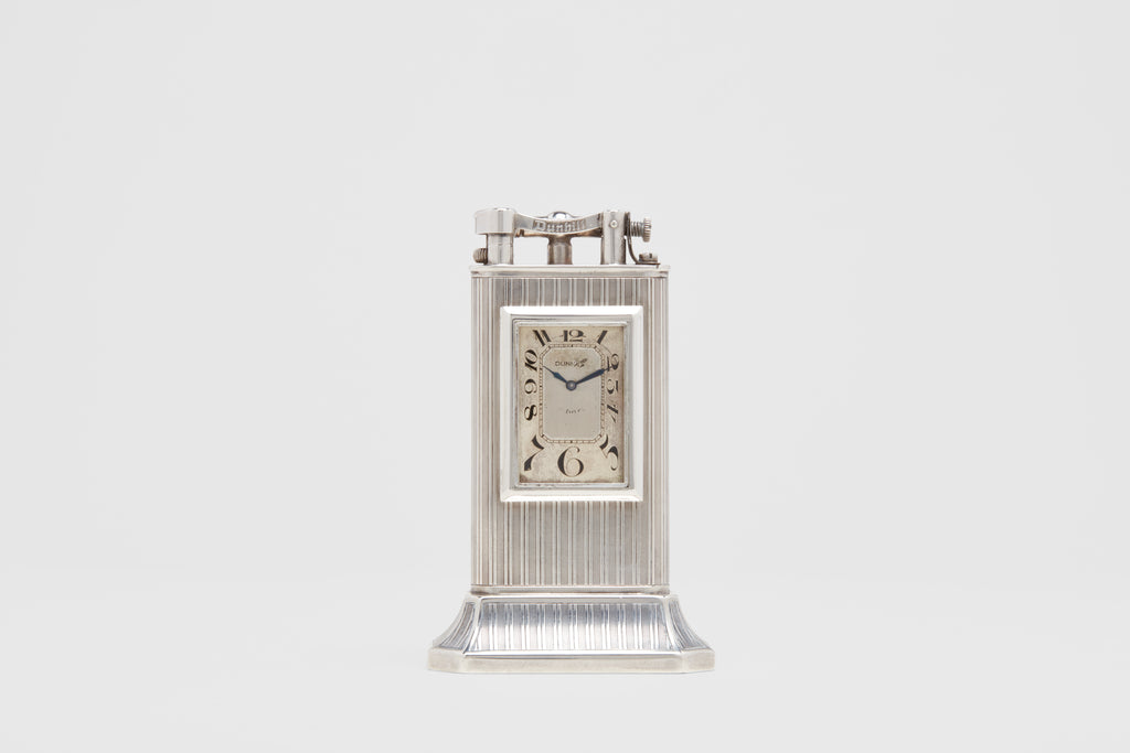 Dunhill Striped Sterling 'Club' Clock on Base