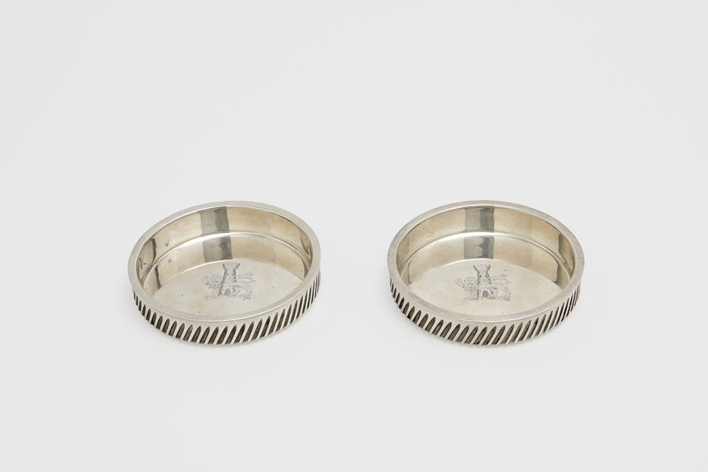 Pair of Silver Wine Bottle Coasters