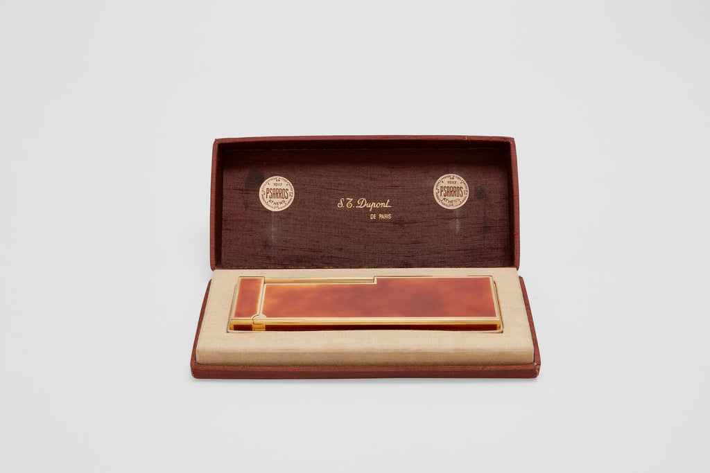 S.T. Dupont Gold Plated Lacquered Table Lighter