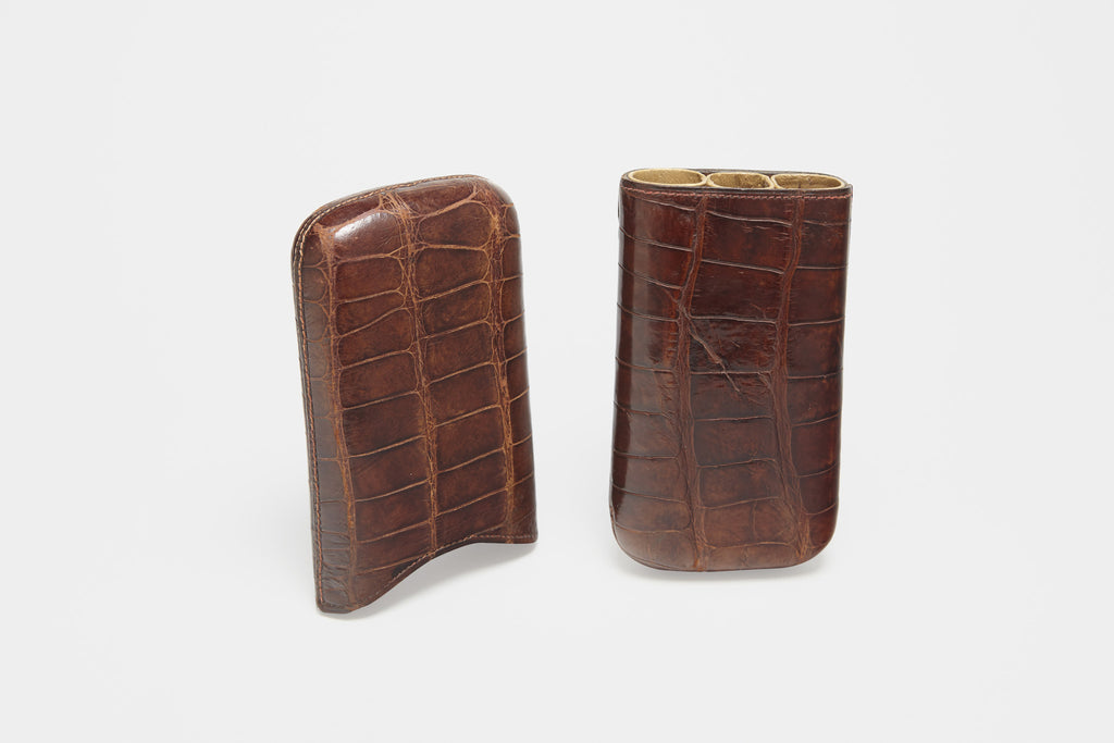 Vintage Brown Crocodile Cigar Case
