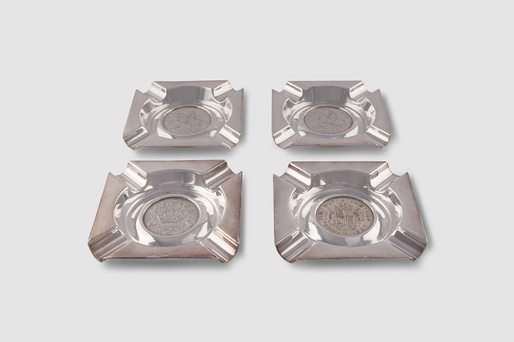 Set of Four Silver Ash Trays
