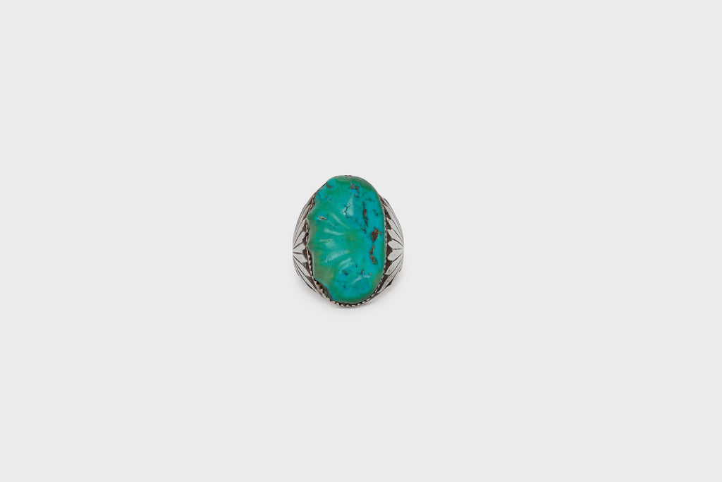 Carved Turquoise Silver Ring