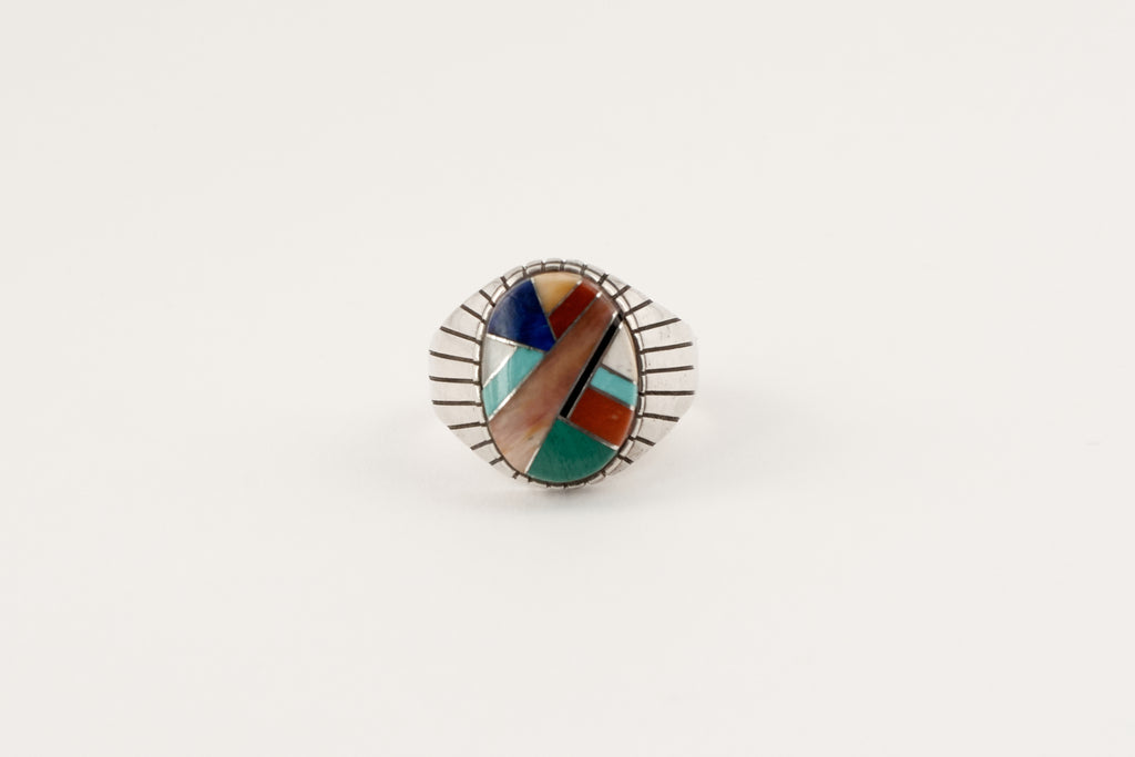 Oval Navajo Multi Stone Inlay Ring